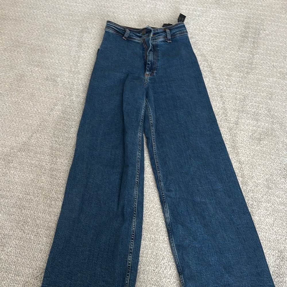 Zara Blue Flare Wide Leg Jeans